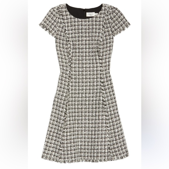 Eliza J Black and White Tweed Fit and Flare Dress, EUC, size 8P - Picture 7 of 7